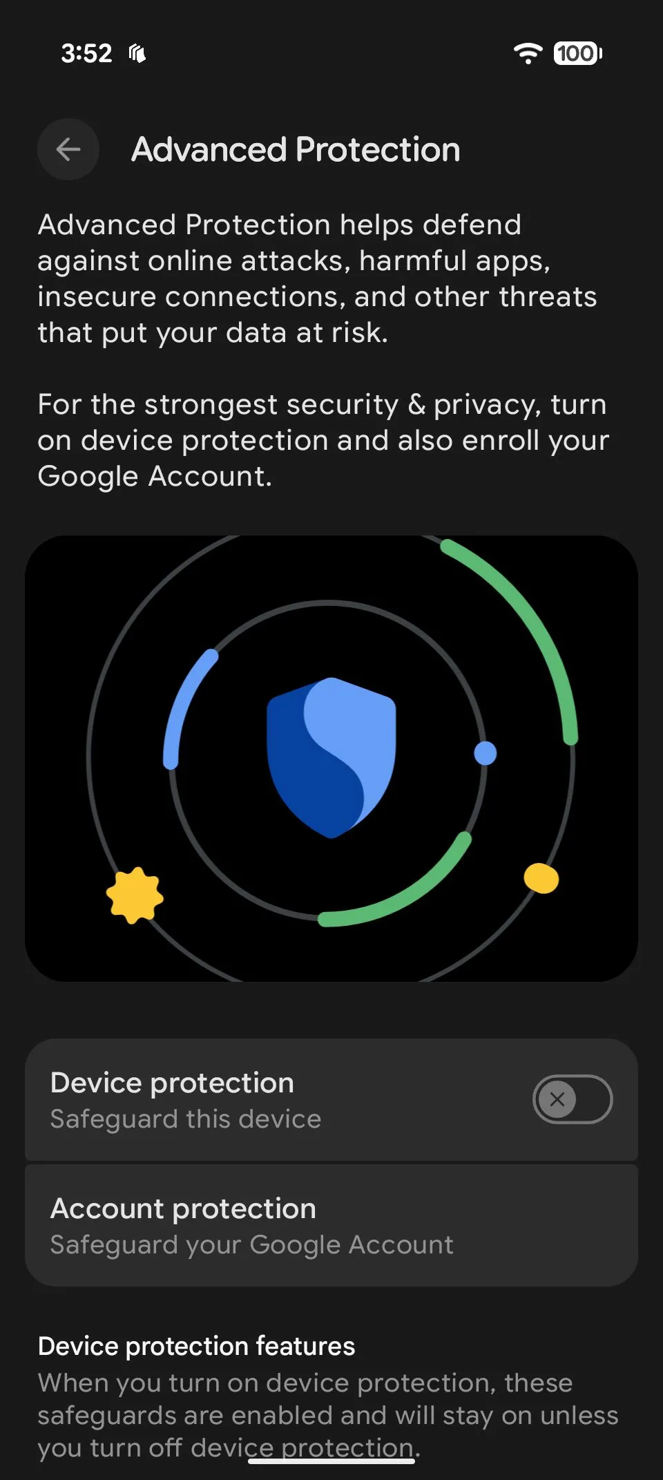 Ảnh chụp màn hình các bước hướng dẫn kích hoạt Advanced Protection trên thiết bị Android 16, bao gồm tùy chọn Security &amp; privacy.