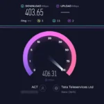 Ảnh chụp màn hình kết quả kiểm tra tốc độ internet của Ookla, hiển thị tốc độ tải xuống và tải lên.