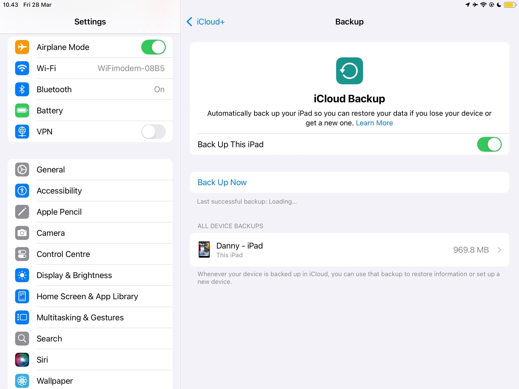 Ảnh minh họa tính năng sao lưu đám mây iCloud trên iPad, cho phép tự động đồng bộ dữ liệu.