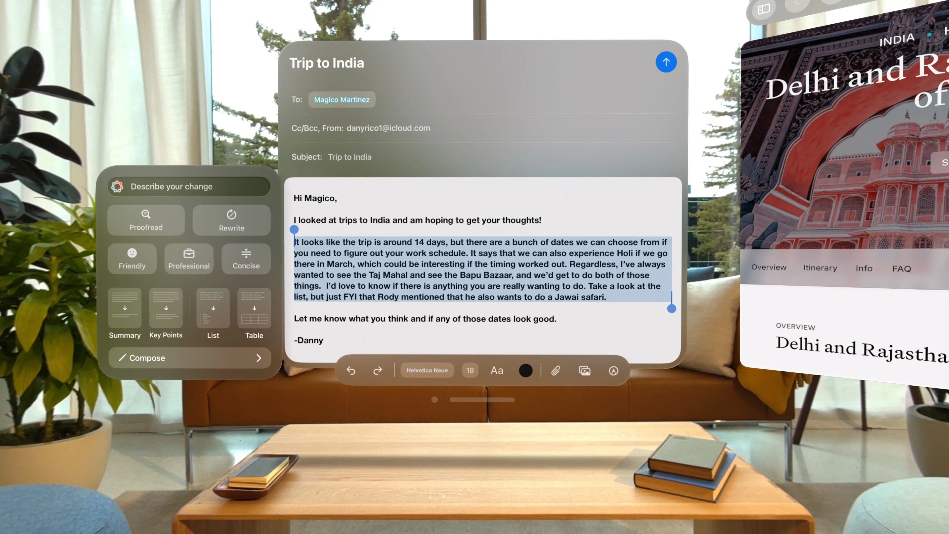 Apple Intelligence tích hợp trên kính Apple Vision Pro