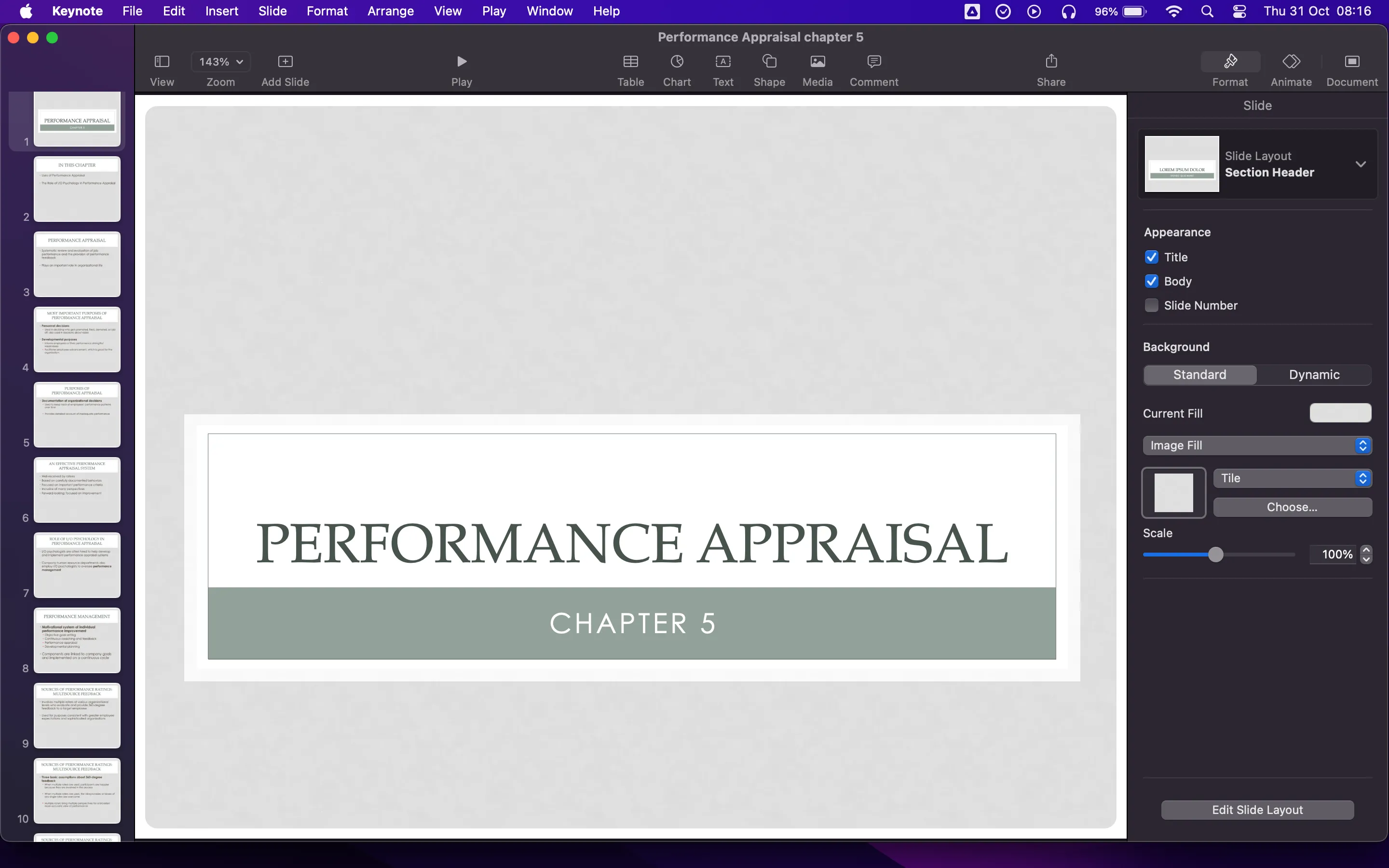 Bài thuyết trình được trình chiếu trên Keynote của Apple