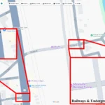 Bản đồ Google Maps hiển thị chi tiết đường bộ, đường cao tốc, đường sắt và hầm ngầm với các sắc thái màu xám khác nhau.