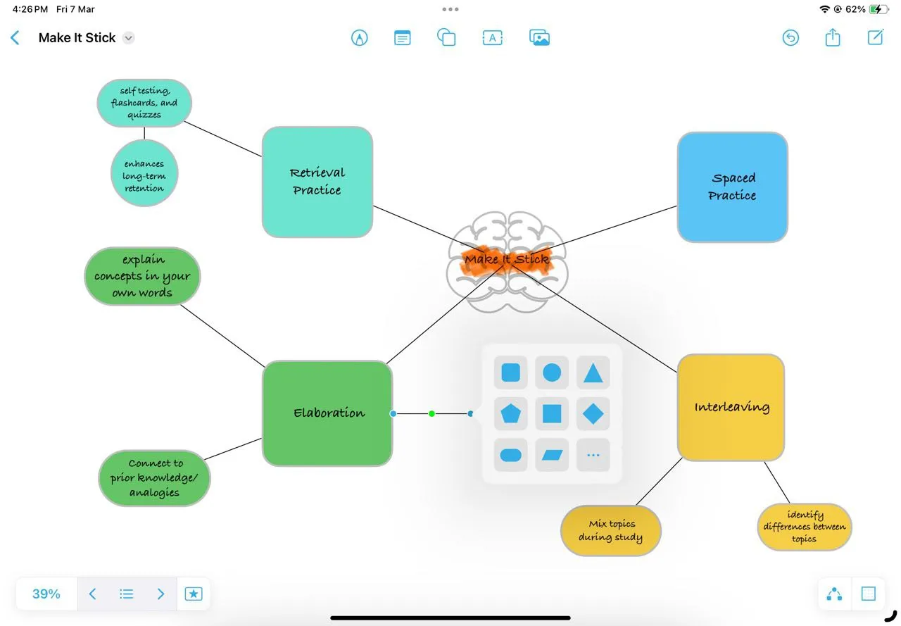 Bản đồ tư duy (mindmap) trong Freeform cho ghi chú sách