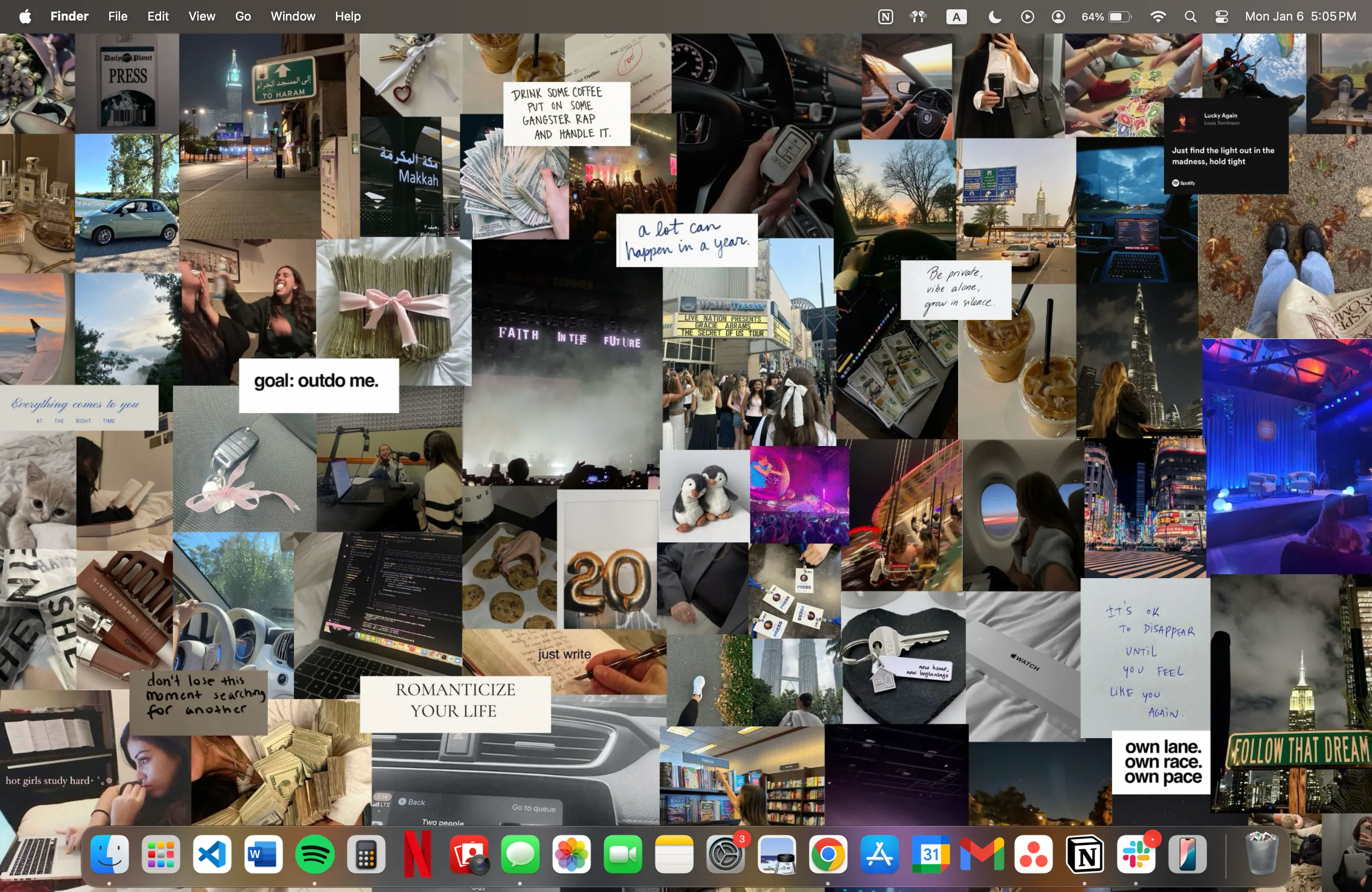 Bảng tầm nhìn (vision board) được đặt làm hình nền MacBook để truyền cảm hứng