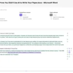 Báo cáo phiên theo dõi Grammarly Authorship hiển thị thống kê nội dung đã được gõ, sao chép hay viết lại bởi AI