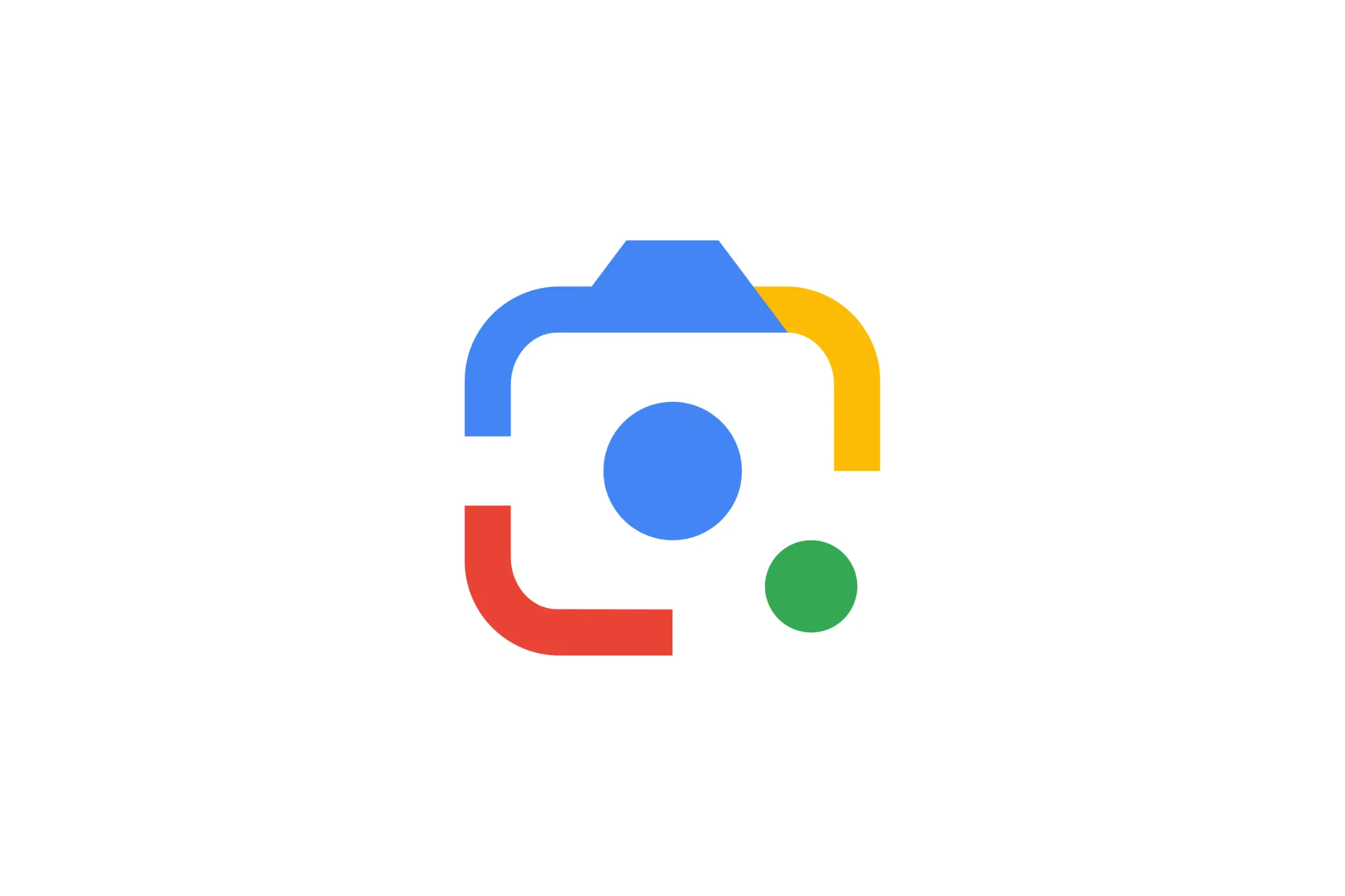 Biểu tượng Google Lens với nền trắng, thể hiện công cụ tìm kiếm hình ảnh và dịch thuật thông minh.