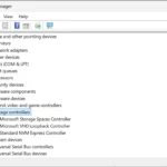Bộ điều khiển lưu trữ được đánh dấu trong Device Manager trên Windows