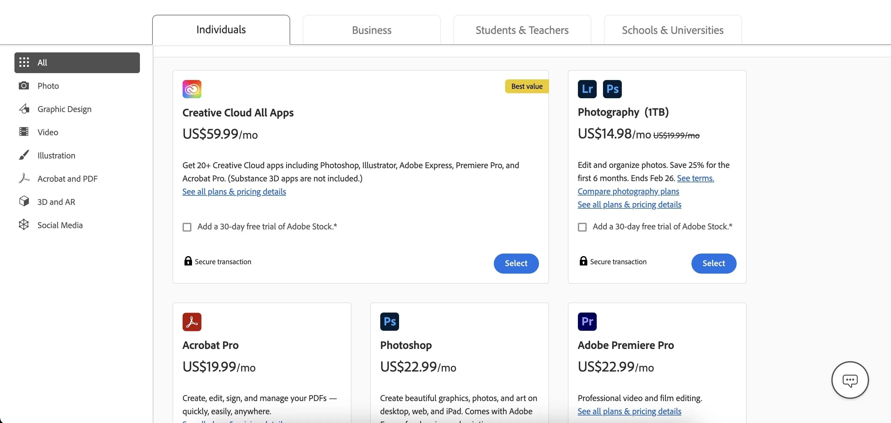 Các biểu tượng ứng dụng Adobe như Photoshop, Illustrator, Premiere Pro hiển thị trên màn hình laptop, tượng trưng cho gói đăng ký Creative Cloud