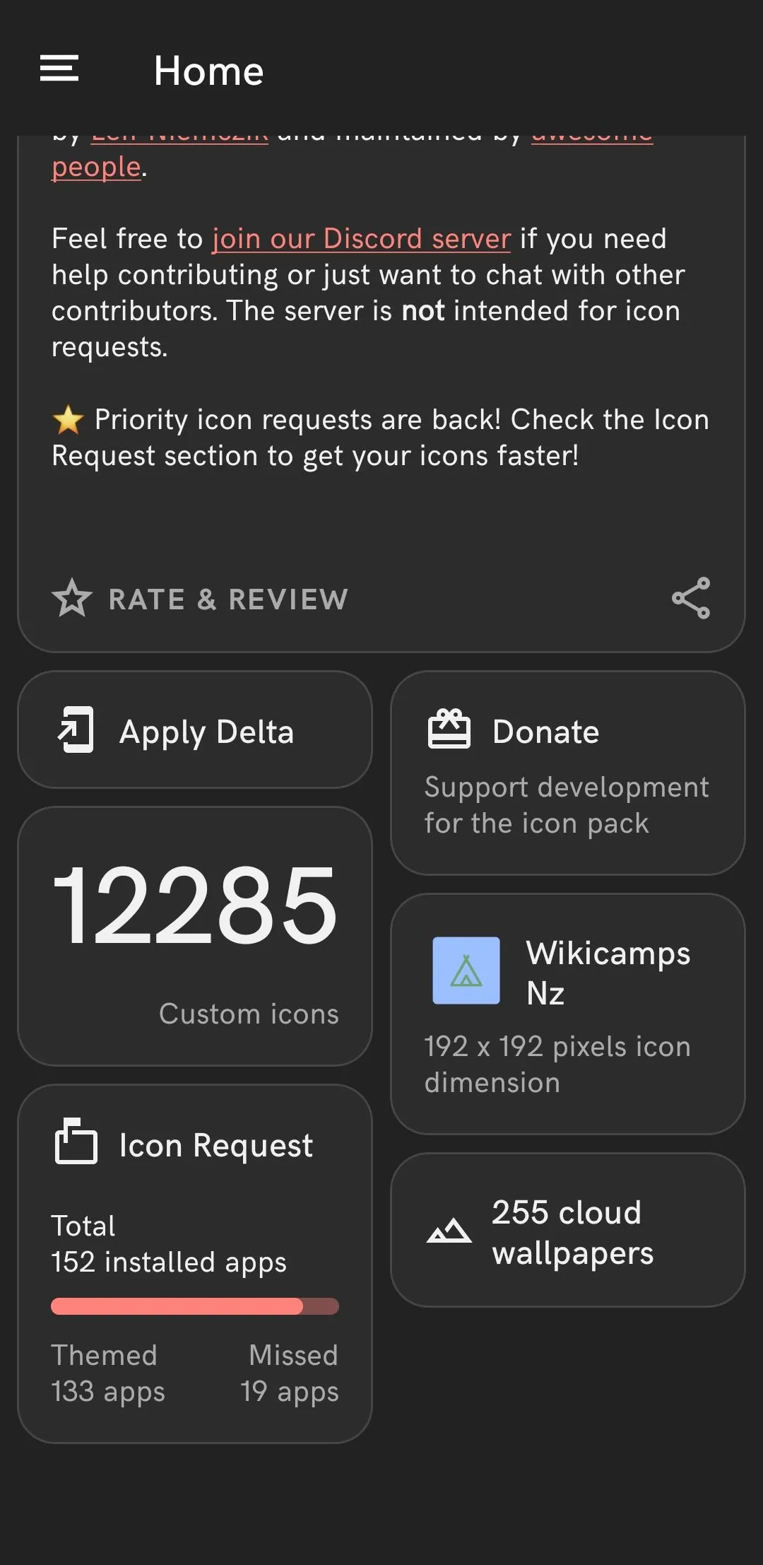 Các biểu tượng ứng dụng được thay đổi bằng gói icon Delta trên màn hình chính Android với phong cách tối giản, màu pastel