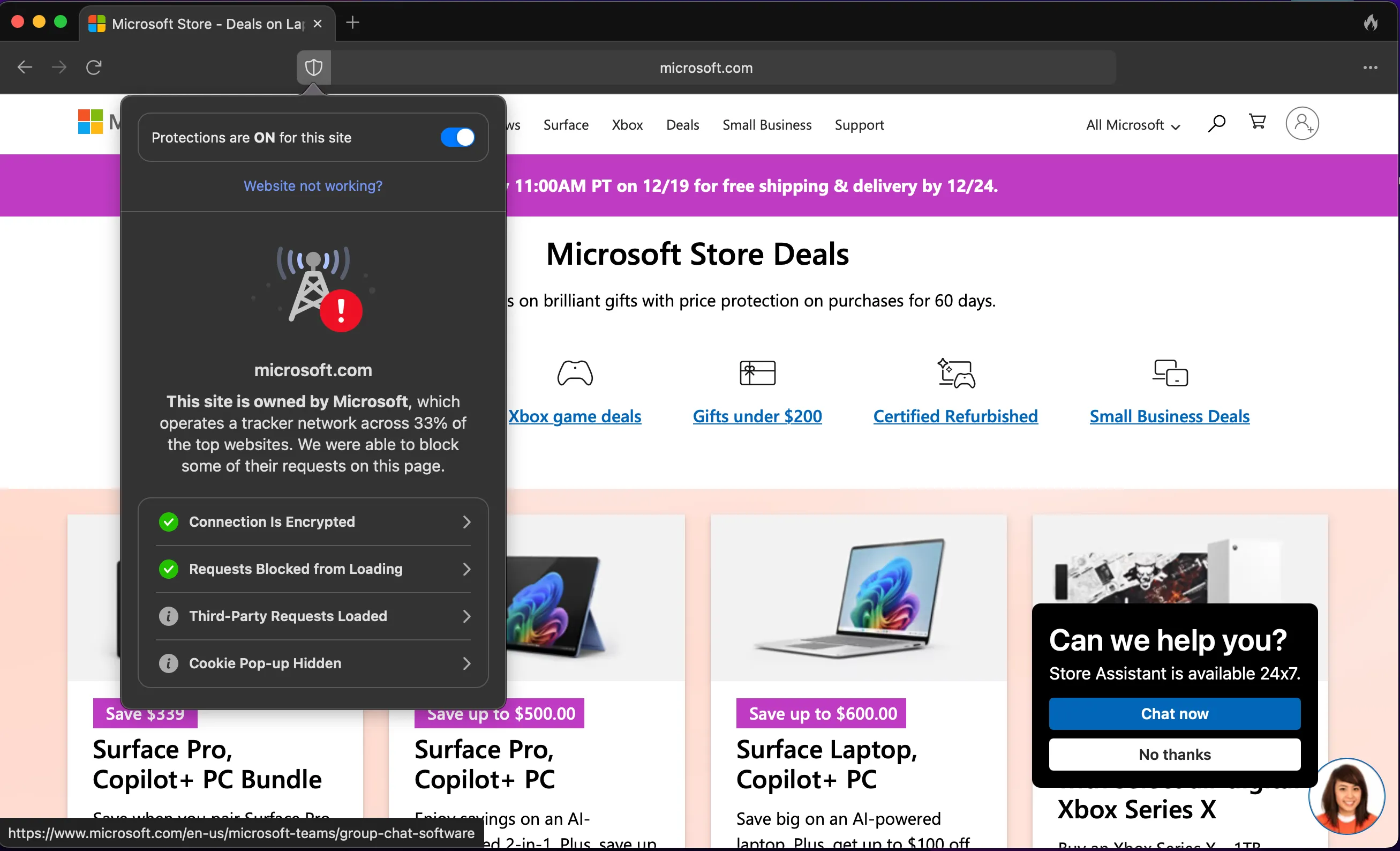 Các cài đặt bảo vệ tự động của trình duyệt DuckDuckGo chống lại pop-up và theo dõi