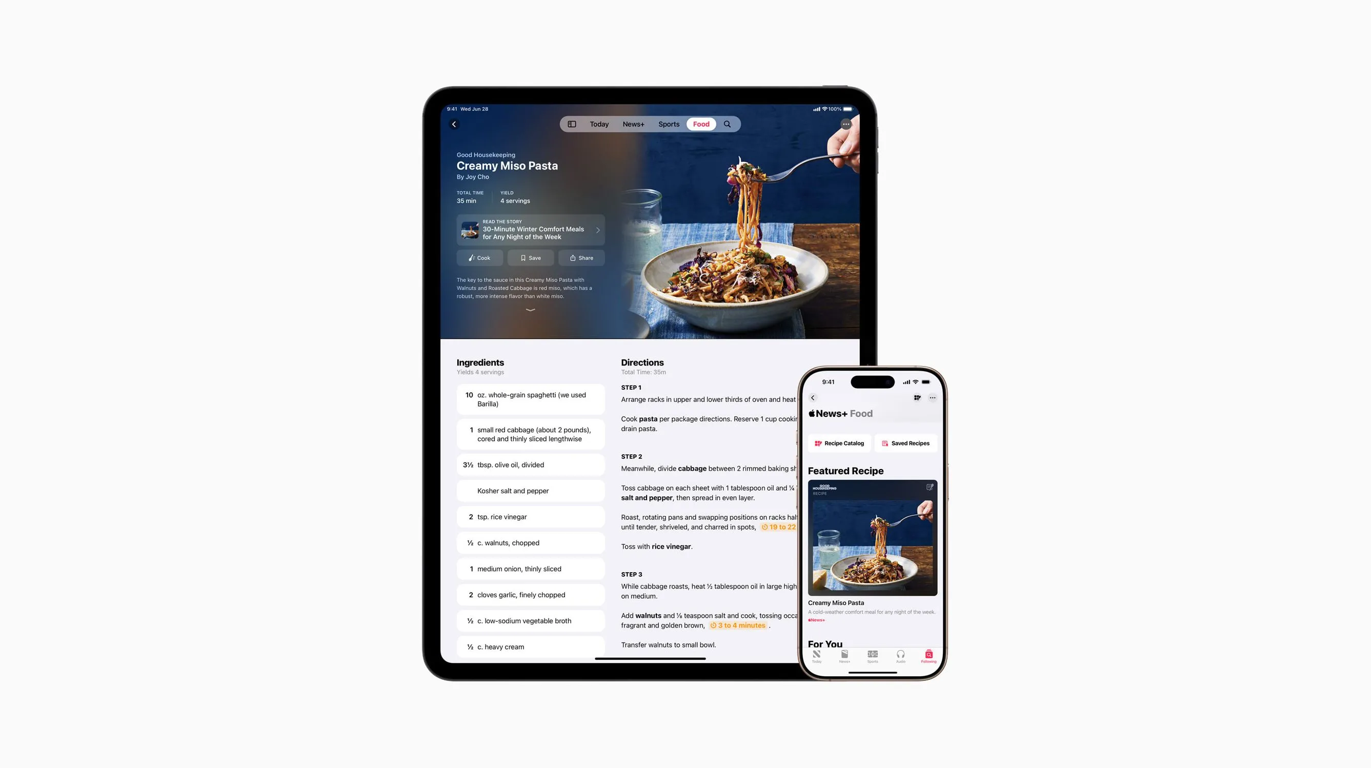 Các thiết bị Apple hiển thị dịch vụ News+ Food mới từ Apple