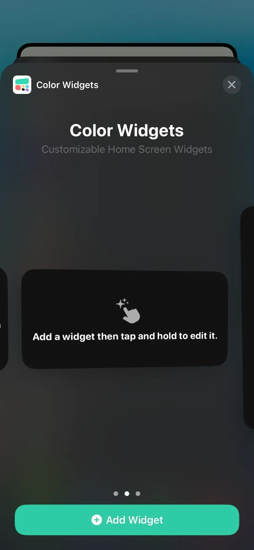 Các tùy chọn widget màu sắc từ ứng dụng Color Widgets