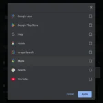 Các ứng dụng và nền tảng Google phổ biến như Search, YouTube, Gmail, Chrome, Maps, Android, Photos, thể hiện sự đa dạng trong việc thu thập dữ liệu người dùng.