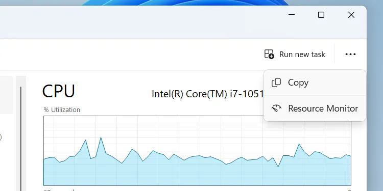 Cách mở Resource Monitor từ tab Hiệu suất Task Manager