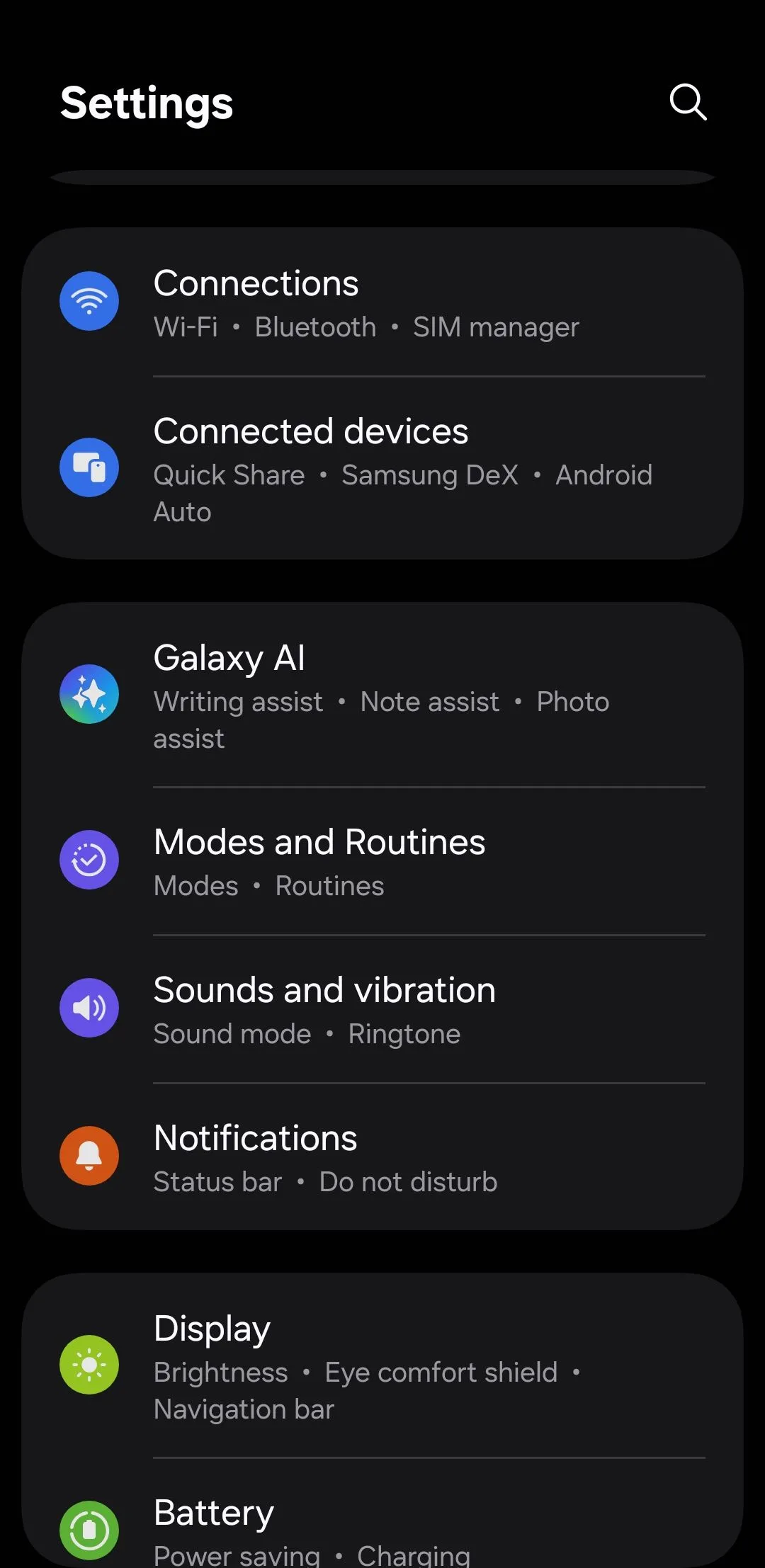 Cài đặt chung trên điện thoại Android