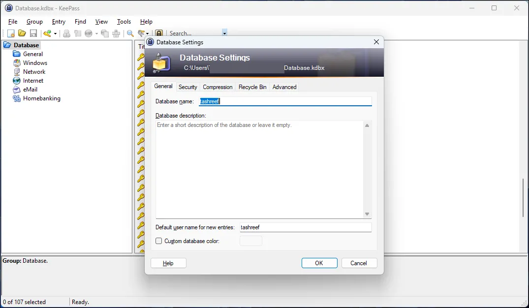 Cài đặt cơ sở dữ liệu KeePass: nơi bạn kiểm soát dữ liệu mật khẩu của mình.