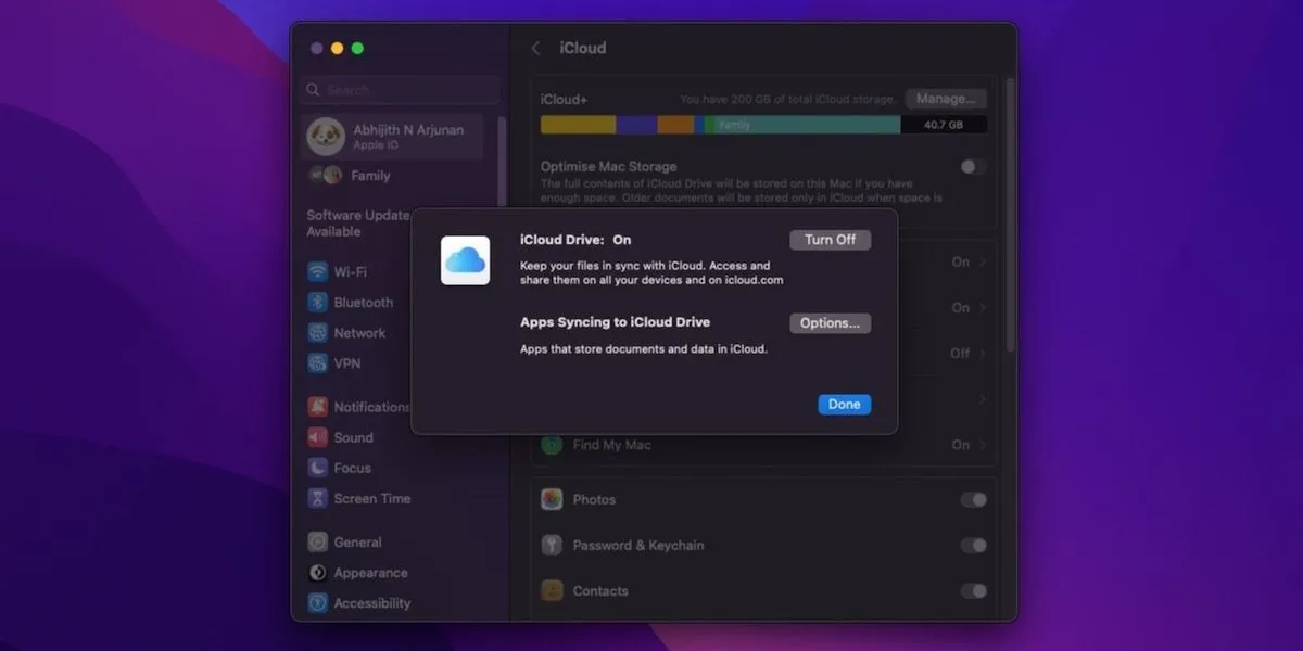 Cài đặt đồng bộ iCloud trên MacBook, giúp dữ liệu luôn được cập nhật trên các thiết bị Apple