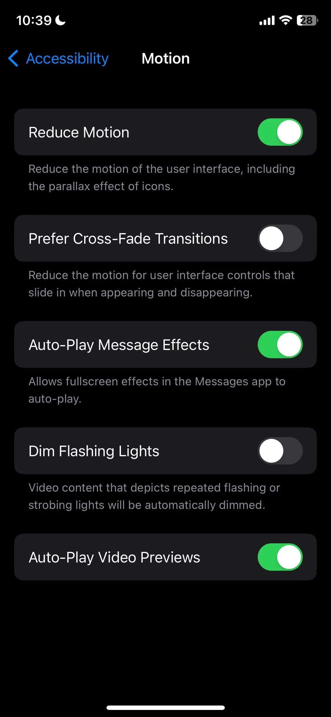 Cài đặt Giảm Chuyển Động (Reduce Motion) trong mục Trợ năng trên iPhone