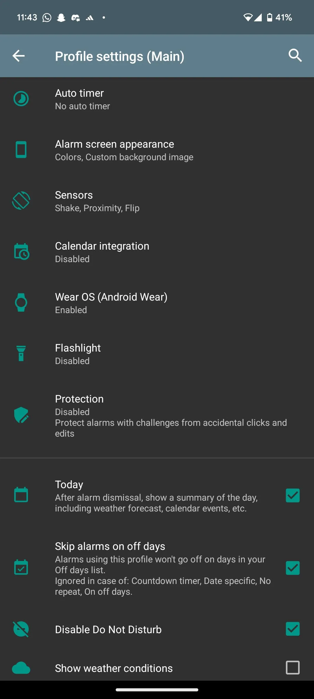 Cài đặt hồ sơ báo thức trong AMdroid với các tùy chọn cá nhân hóa chuyên sâu