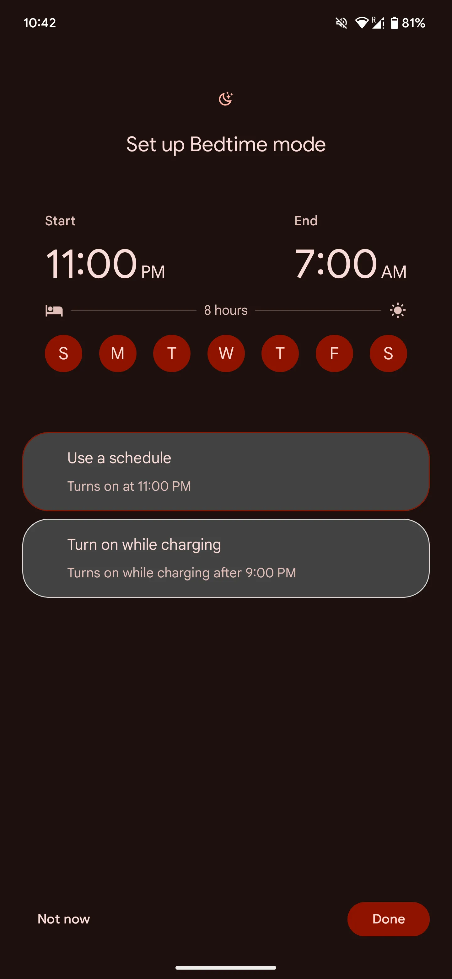 Cài đặt lịch trình và thời gian cho chế độ Giờ đi ngủ trên Android