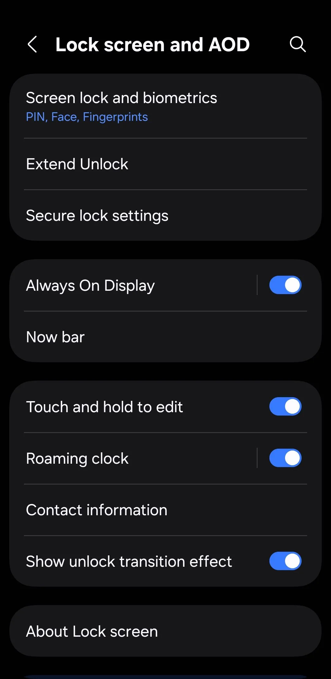 Cài đặt Màn hình khóa và Màn hình hiển thị luôn bật (AOD) trên Android.