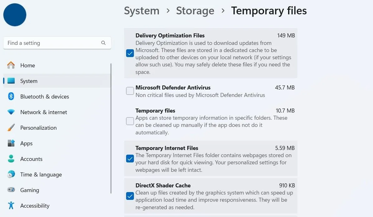 Cài đặt quản lý các tệp tạm thời trong ứng dụng Settings của Windows 11