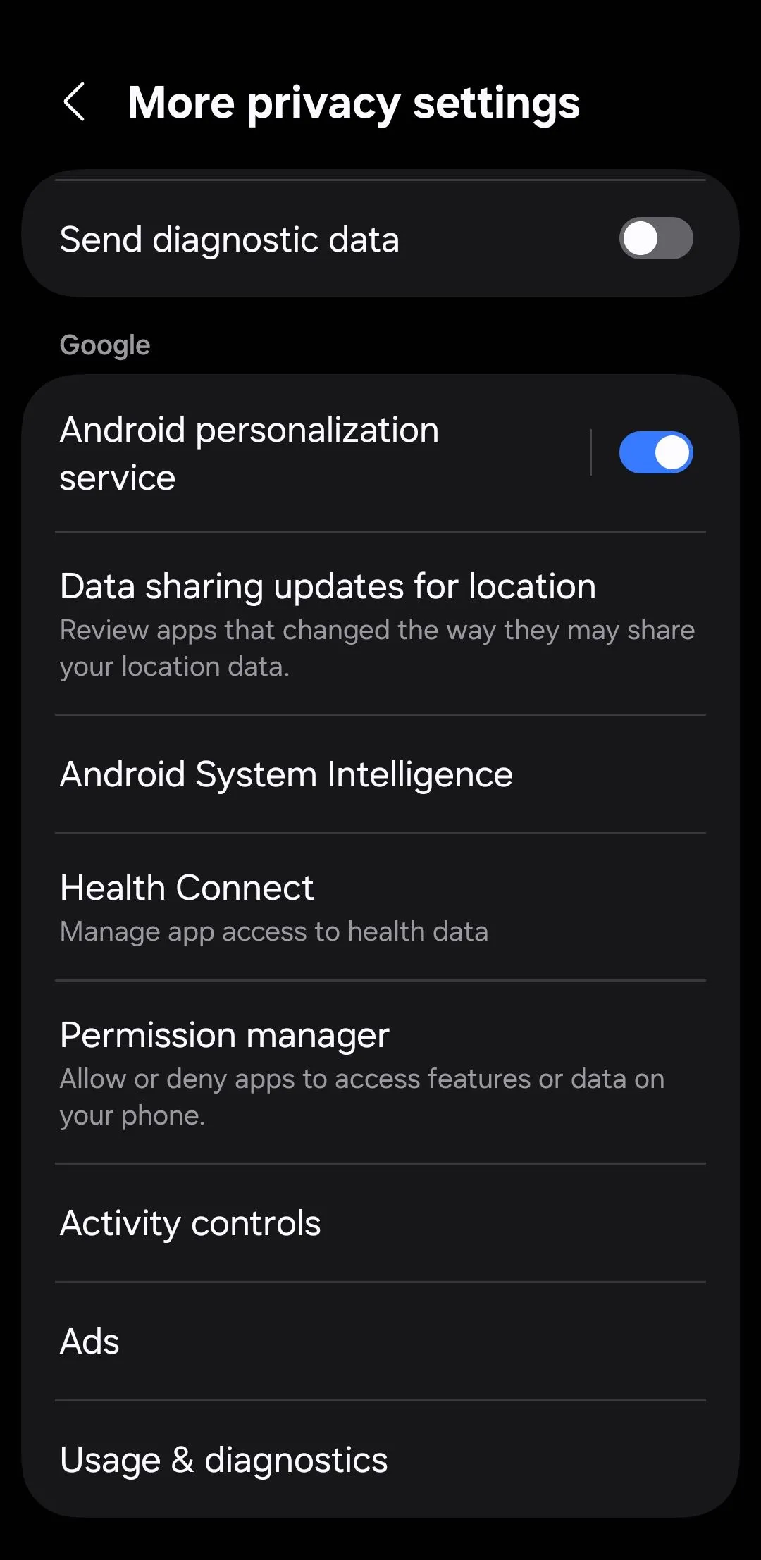 Cài đặt riêng tư trên điện thoại Android