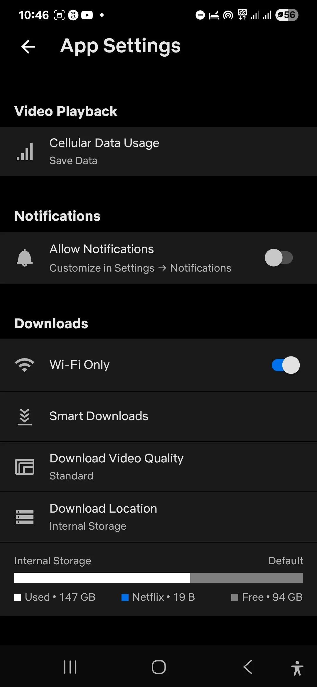 Cài đặt tải xuống trong ứng dụng Netflix trên thiết bị Android