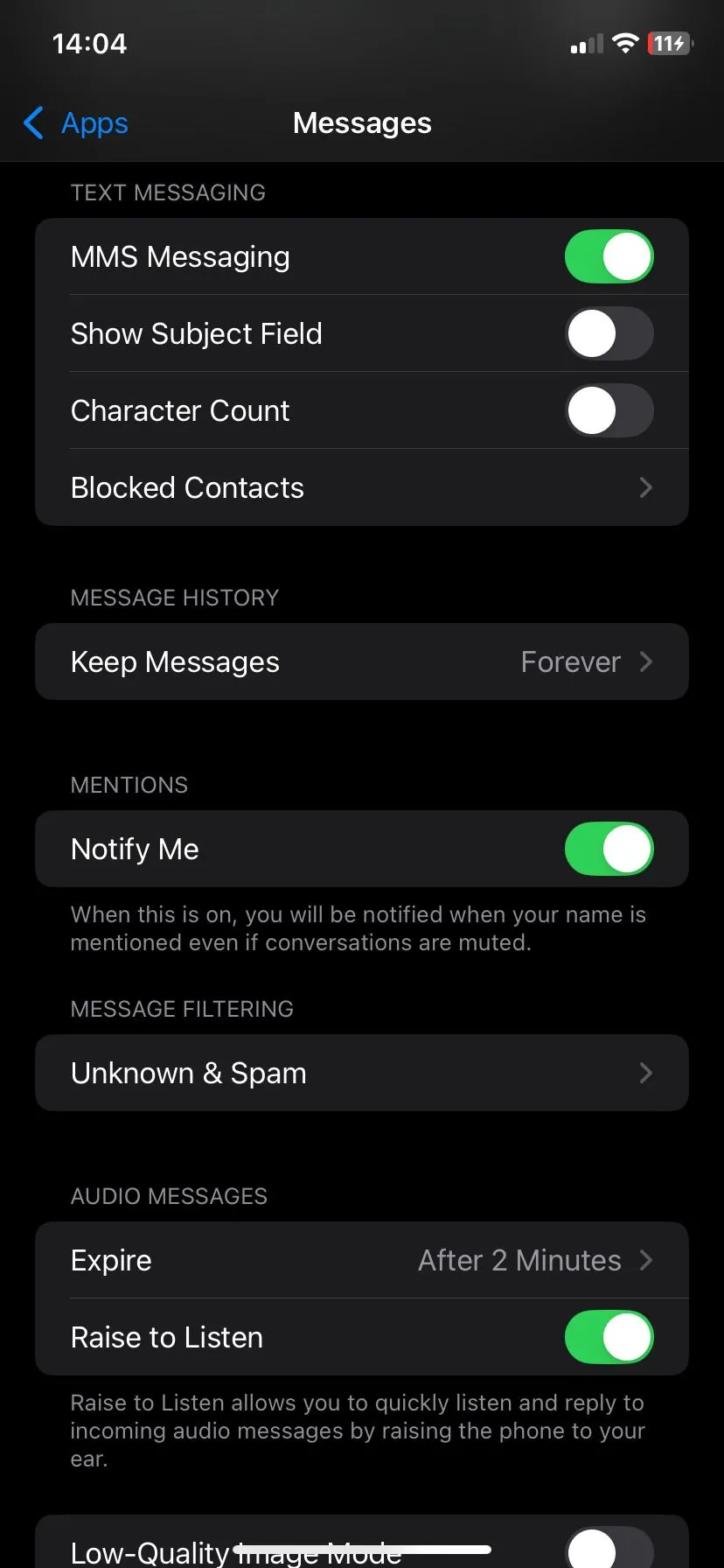 Cài đặt tin nhắn iMessage trên iPhone với tùy chọn thời gian giữ tin nhắn