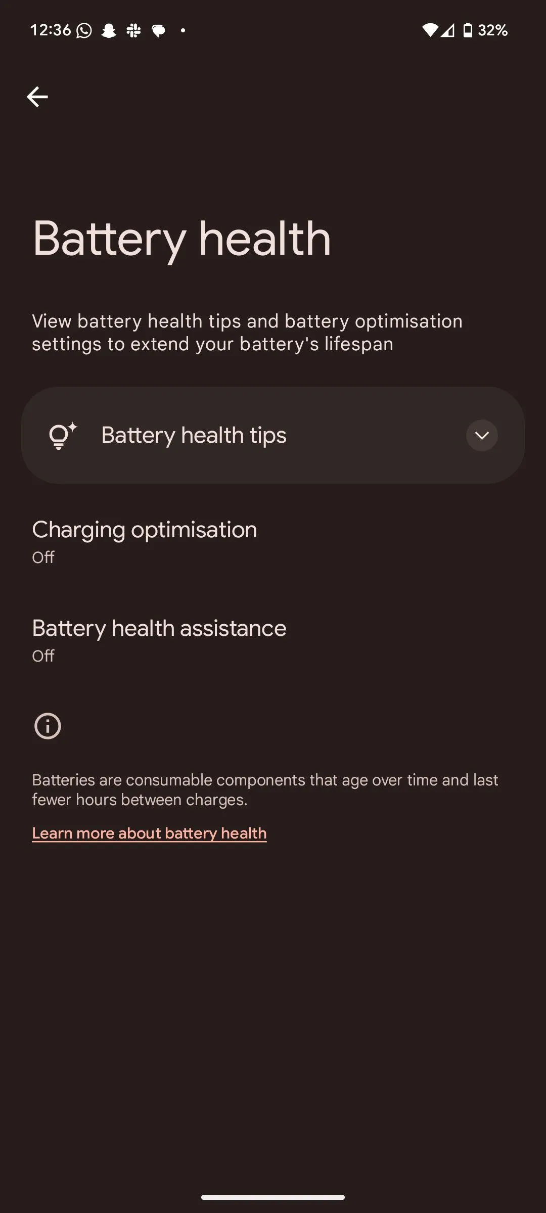 Cài đặt tình trạng pin trên Android 16