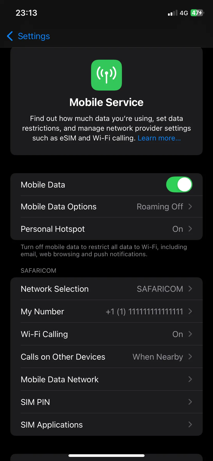 Cài đặt Tùy chọn Dữ liệu Di động trên ứng dụng Cài đặt của iOS
