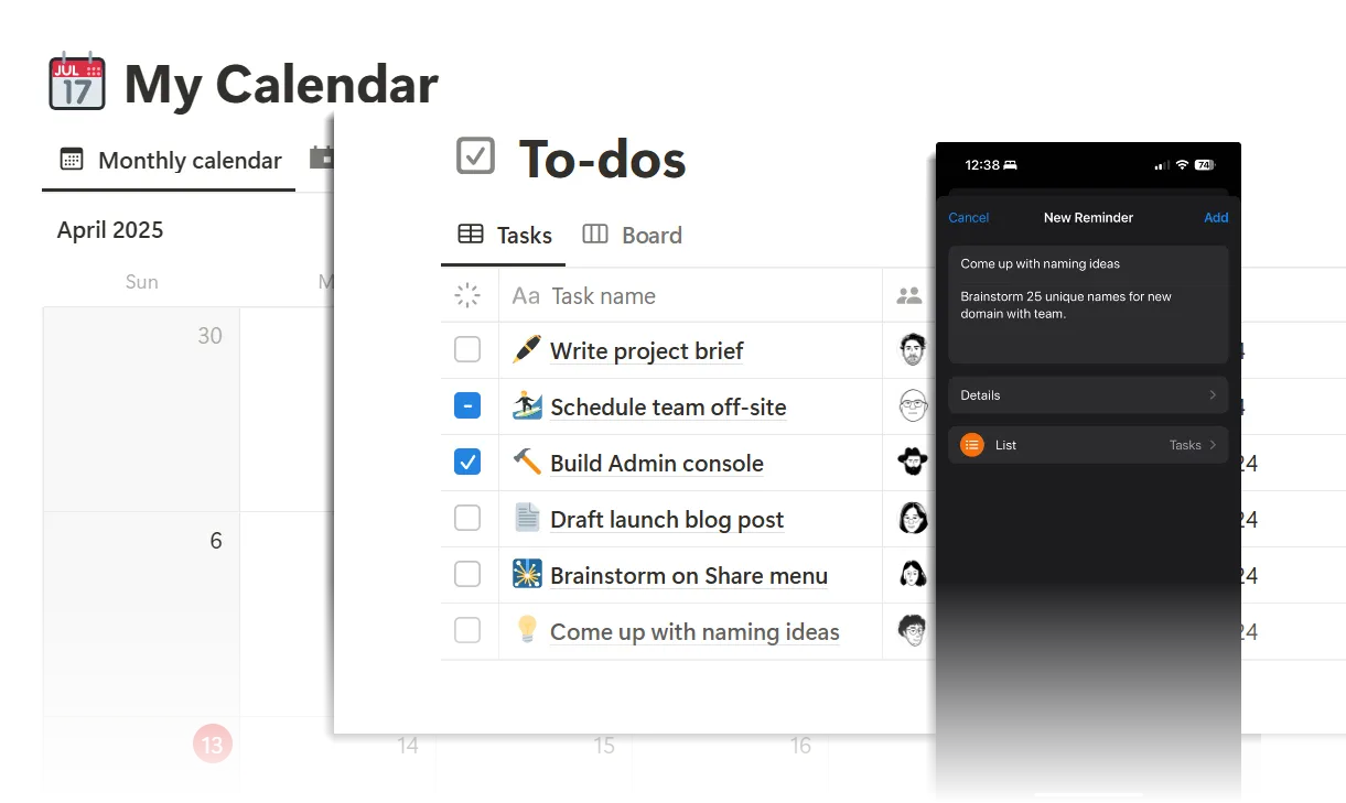 Cấu hình đơn nhiệm với Lịch Google, Notion và Apple Reminders giúp lập kế hoạch hiệu quả