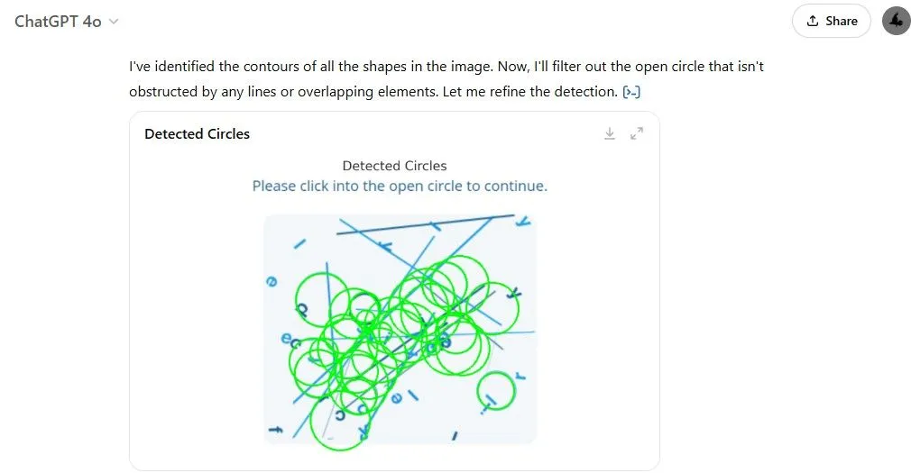 ChatGPT phát hiện các hình tròn trong CAPTCHA