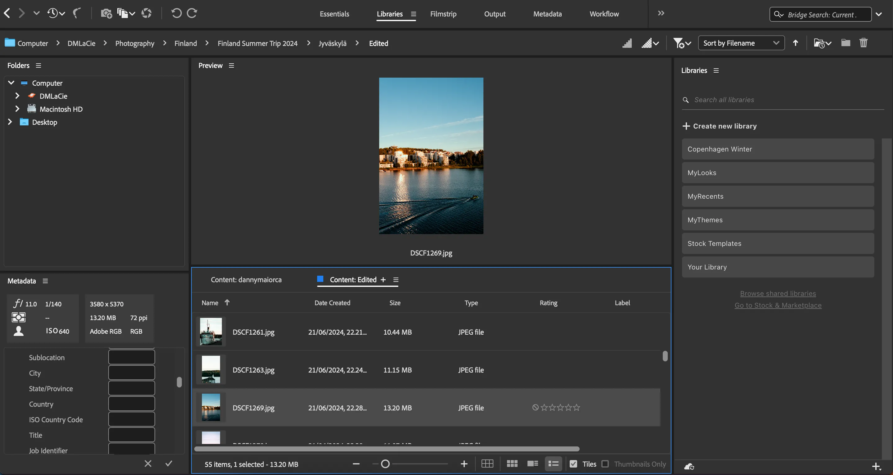 Chỉnh sửa thông tin vị trí ảnh trong Adobe Bridge