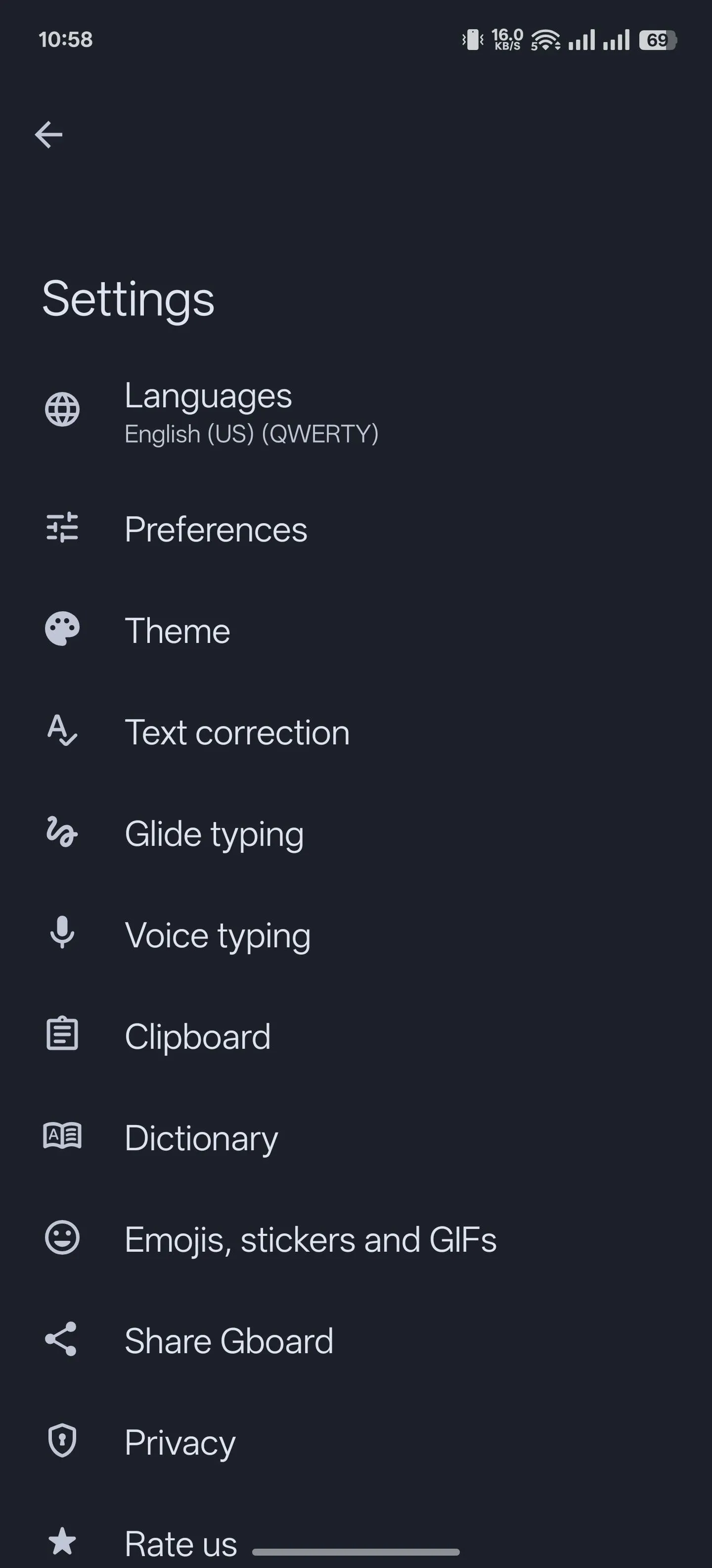 Chọn tùy chọn Bảng nhớ tạm trong cài đặt Gboard để quản lý ảnh chụp màn hình.