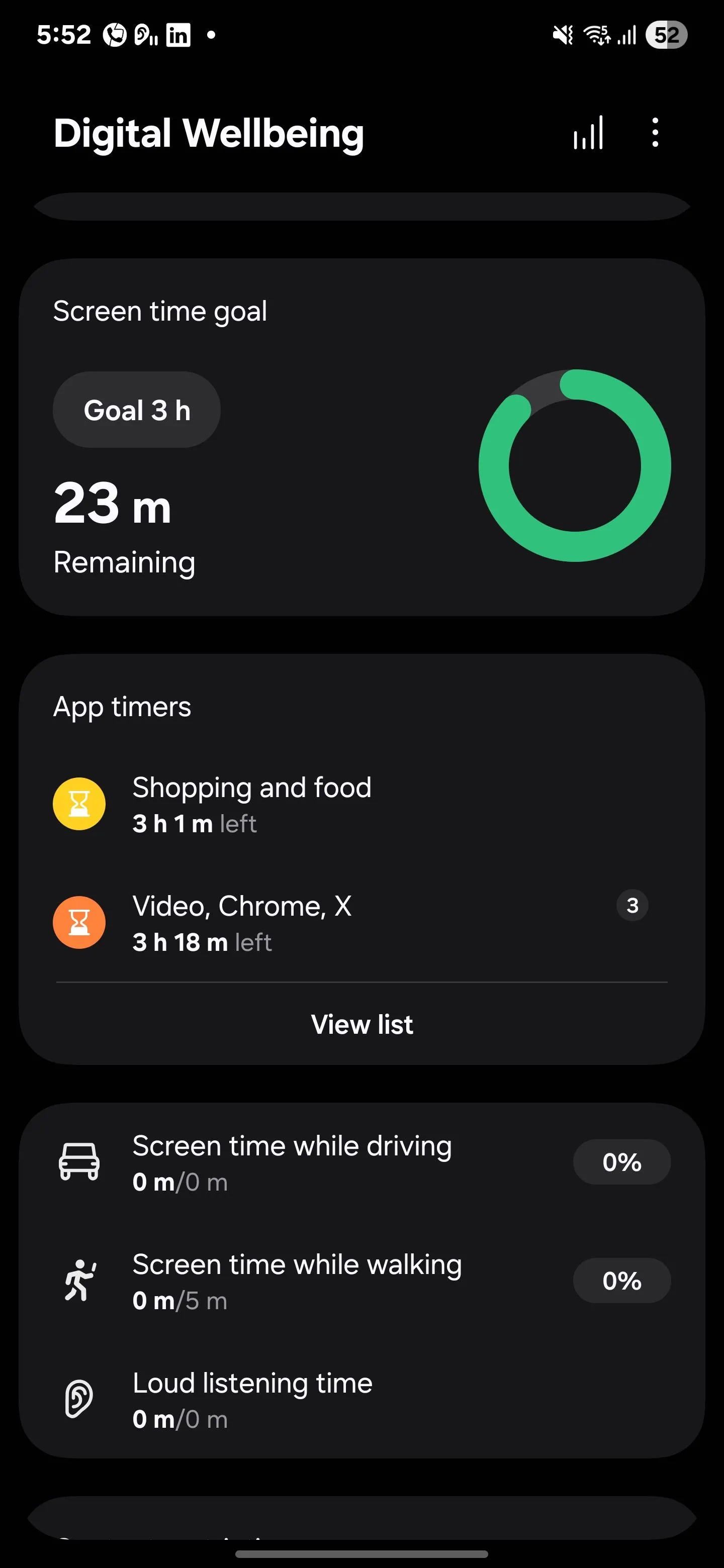 Chức năng đặt mục tiêu thời gian sử dụng màn hình hàng ngày trên Digital Wellbeing.