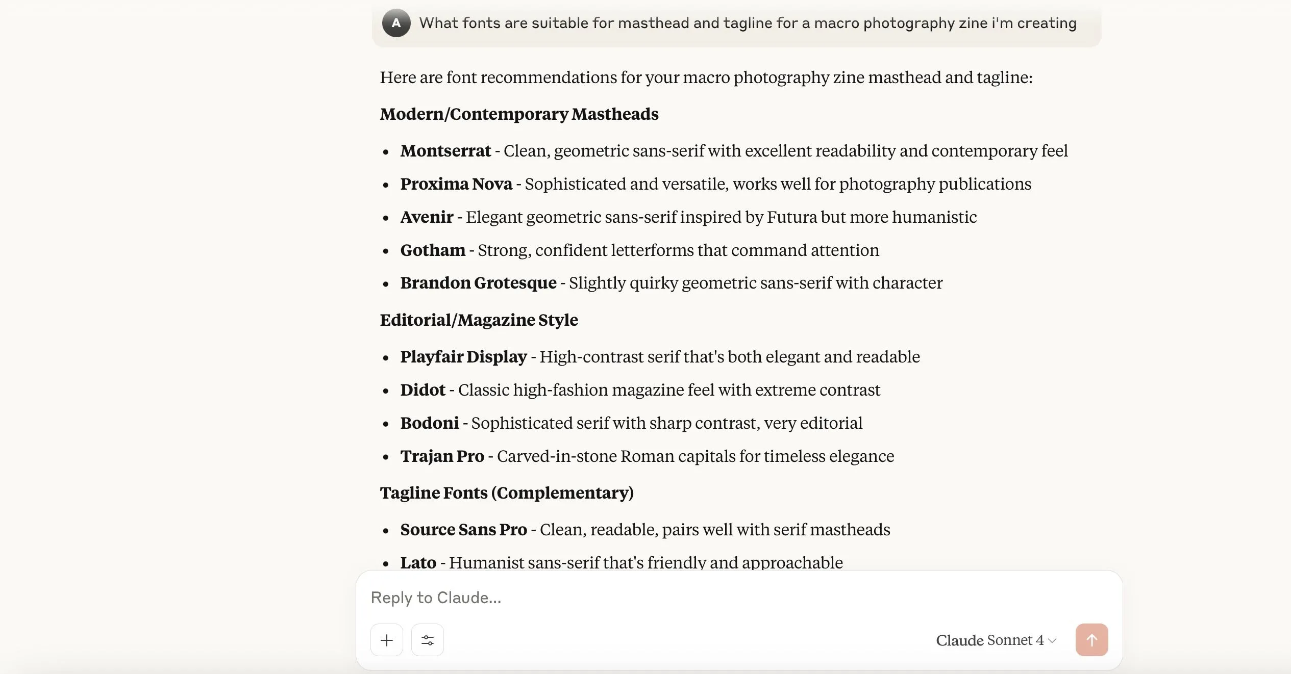 Claude trình bày ý tưởng về Typography với bố cục dễ đọc