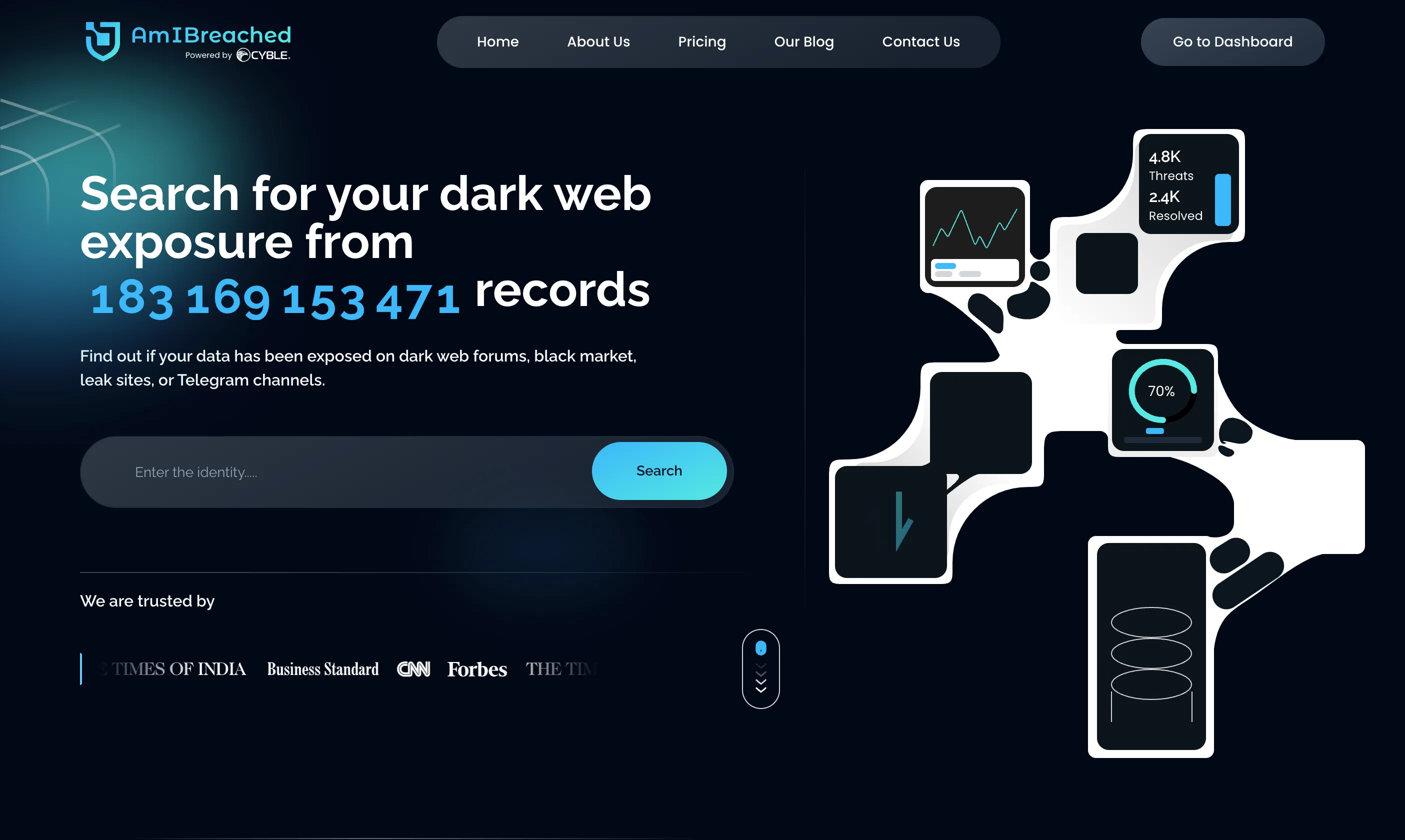Công cụ AmIBreached của Cyble giúp tìm kiếm dữ liệu cá nhân trên dark web