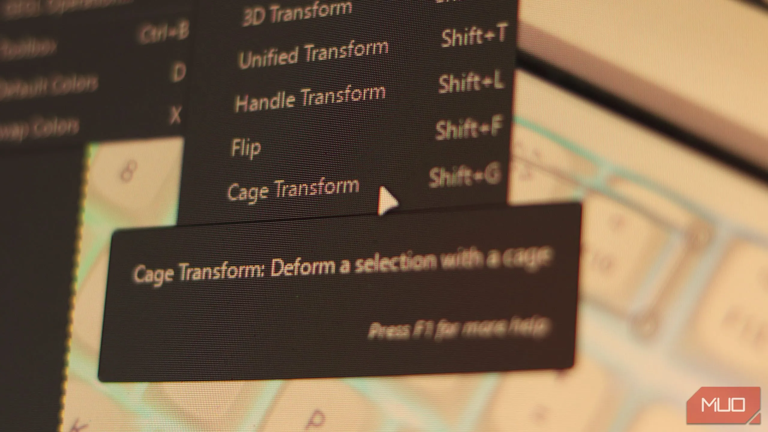 Công cụ Cage Transform trong GIMP hiển thị vùng lồng được vẽ xung quanh một đối tượng để biến dạng hình ảnh.