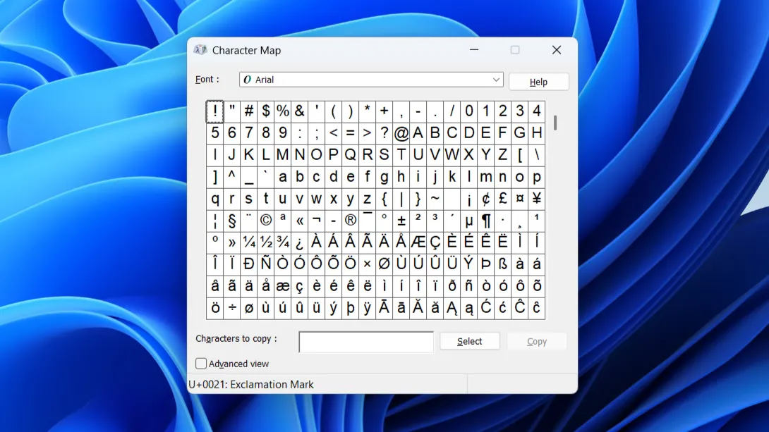 Công cụ Character Map trên Windows 11