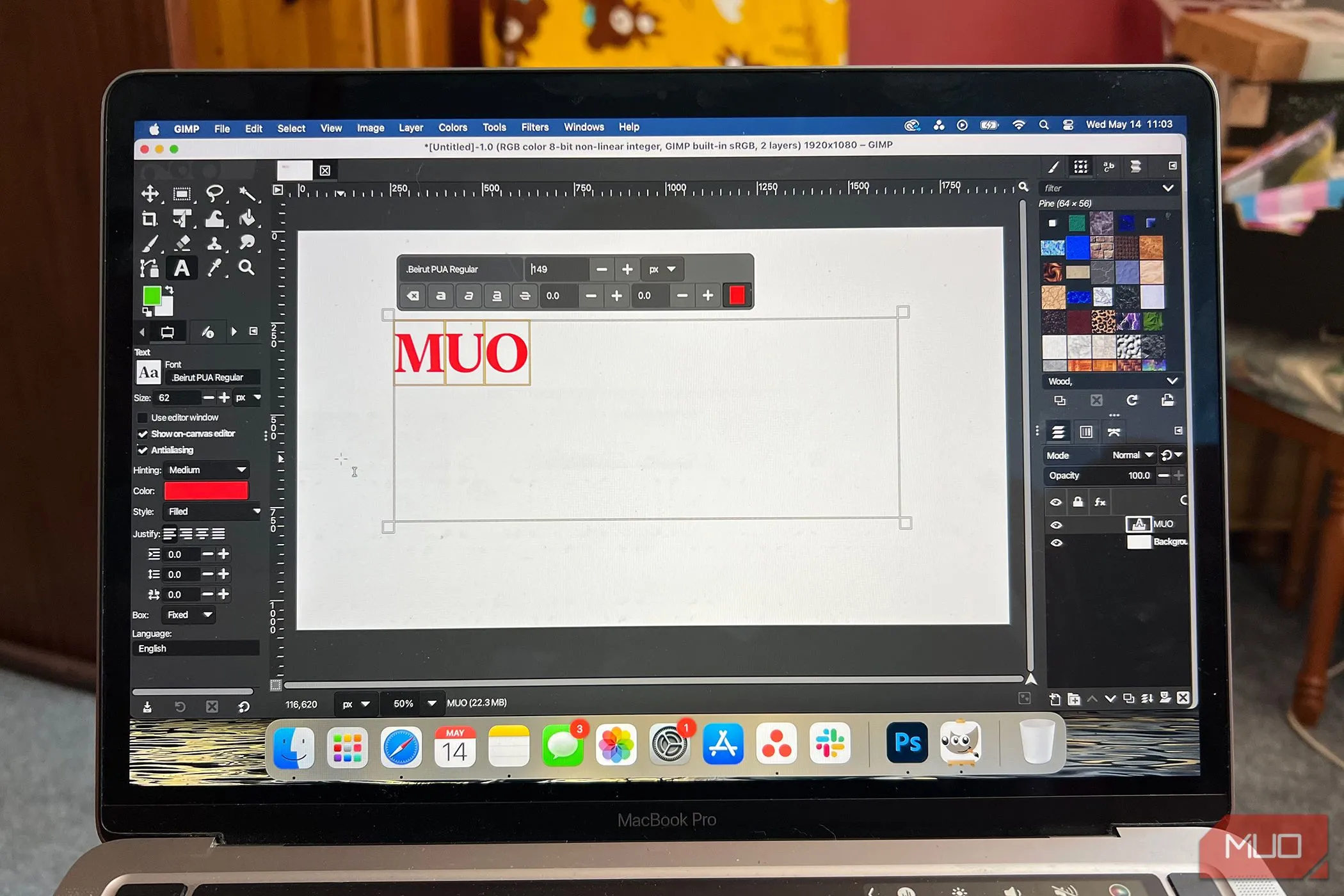 Công cụ văn bản của GIMP cho phép chỉnh sửa và áp dụng hiệu ứng trên văn bản sống động