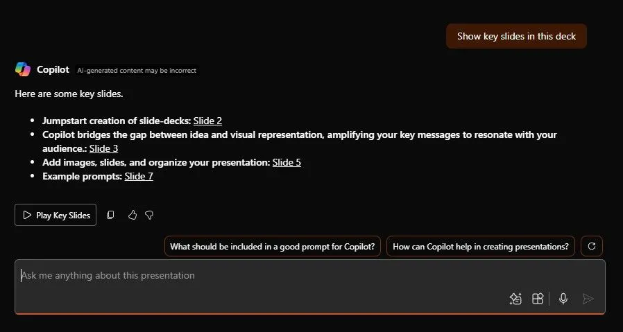 Copilot AI giúp hiểu và phân tích sâu các nội dung trong slide PowerPoint