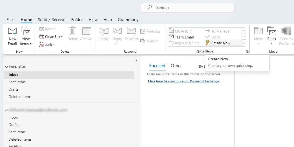 Cửa sổ tạo Bước nhanh (Quick Step) mới trong Outlook trên Windows