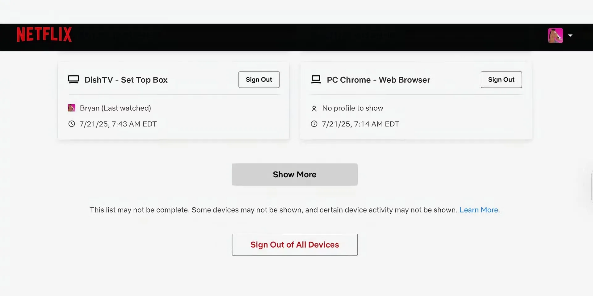 Đăng xuất khỏi tất cả các thiết bị Netflix
