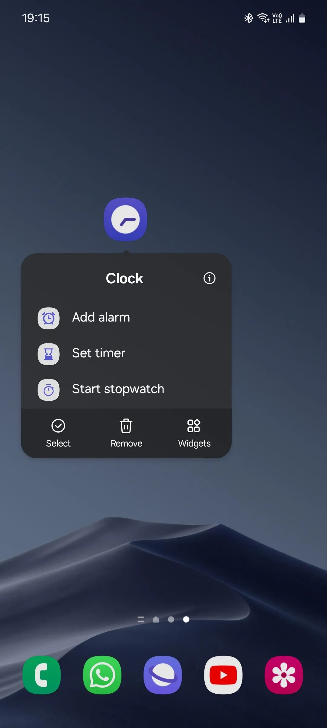 Danh sách các phím tắt ứng dụng của Samsung Clock.