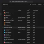 Danh sách ứng dụng khởi động trong Task Manager giúp vô hiệu hóa ứng dụng nền ngốn CPU