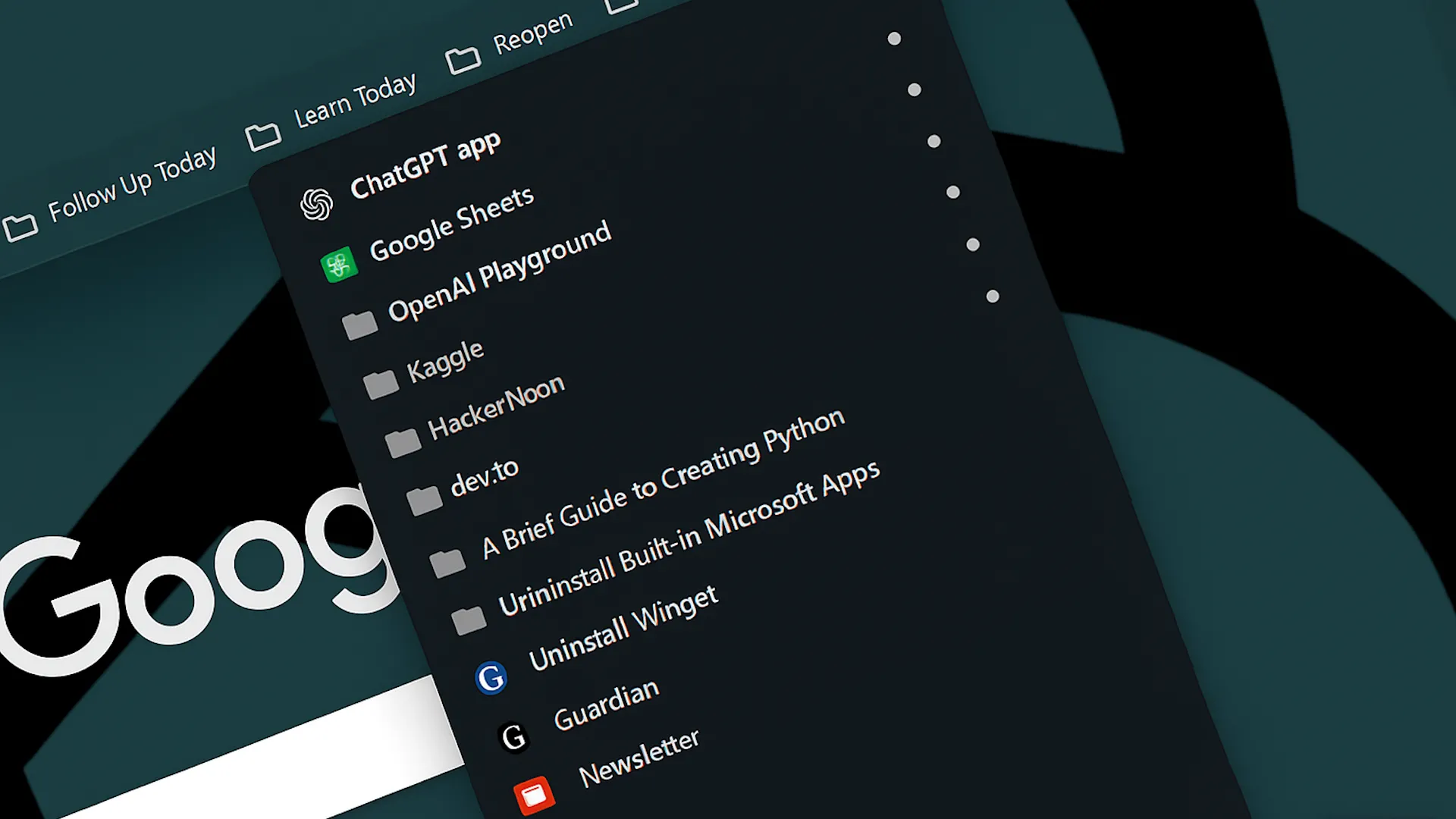 Dấu trang (bookmark) trên trình duyệt Google Chrome được sắp xếp hợp lý