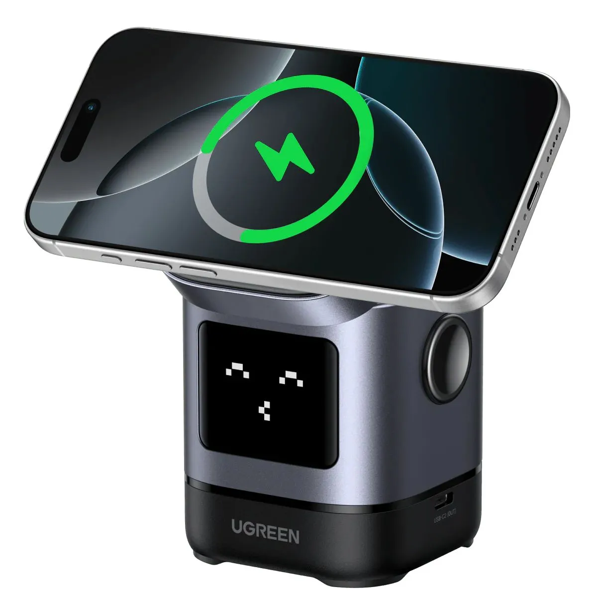 Đế sạc không dây từ tính Ugreen Uno 2-trong-1 công suất 15W cho iPhone và AirPods