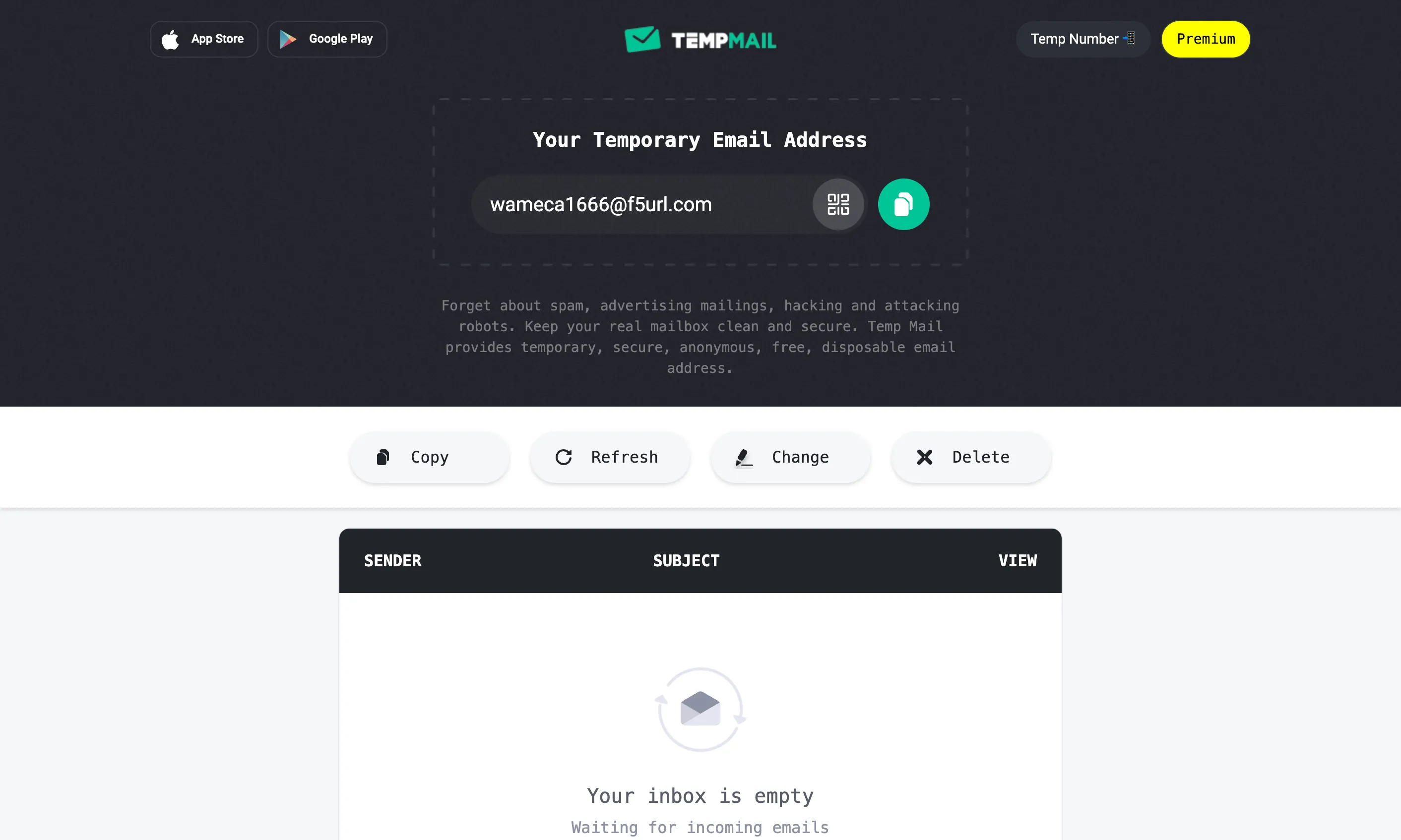 Địa chỉ email tạm thời của Temp Mail