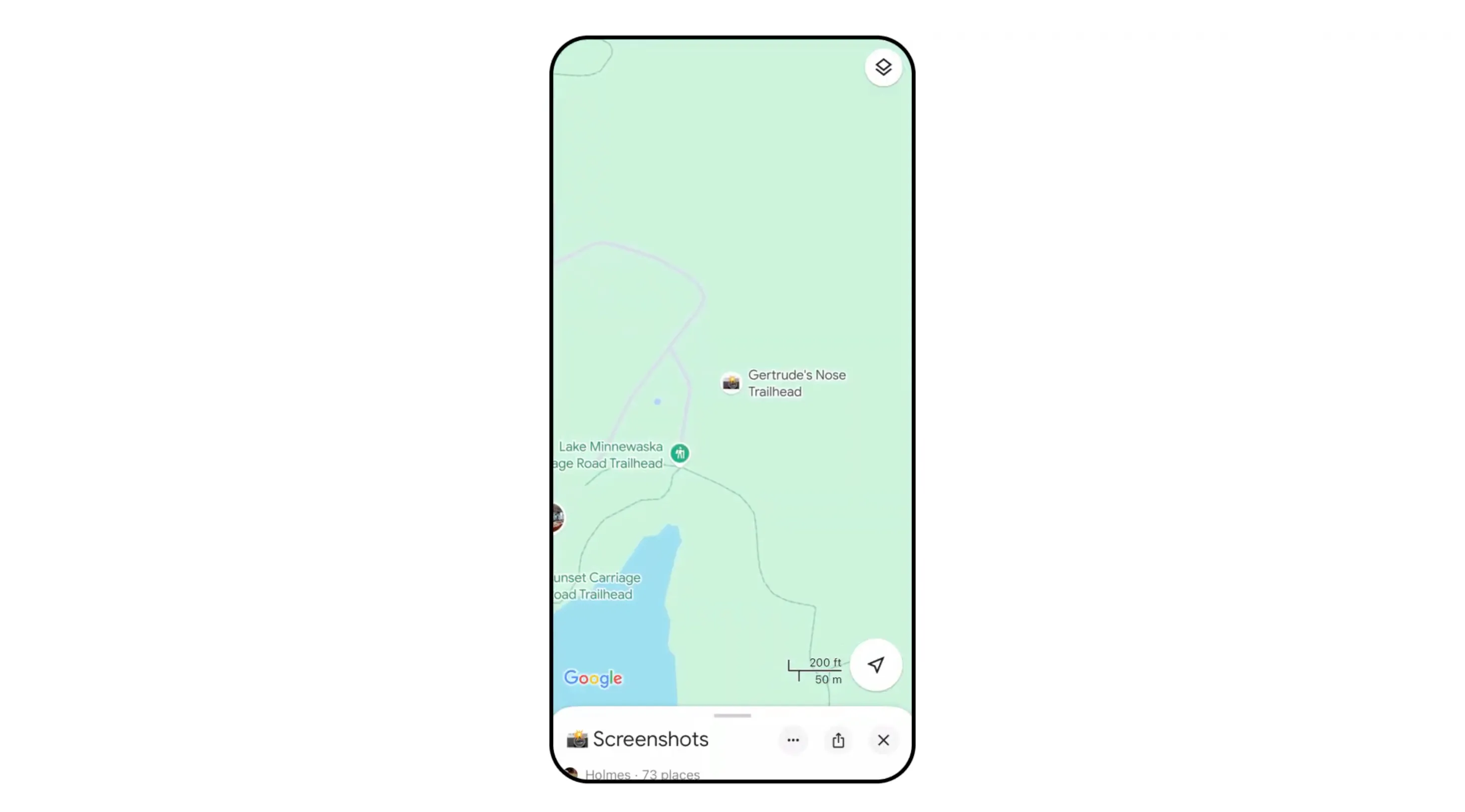 Điểm đến Gertrude Nose Trailhead trên Google Maps với biểu tượng camera